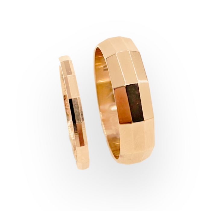 Set trouwringen 18kt roosgoud
