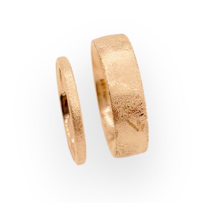 Set trouwringen 18kt roosgoud
