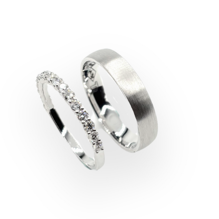 Set trouwringen 18kt witgoud