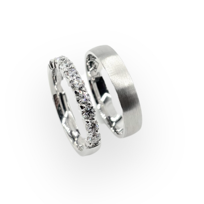 Set trouwringen 18kt witgoud