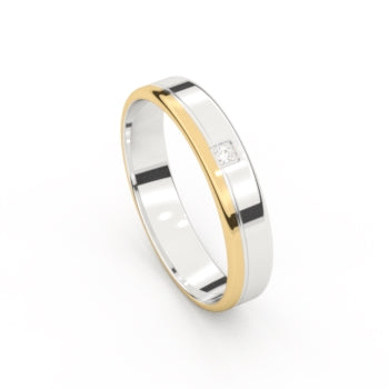 Set trouwringen 18kt geel/wit goud