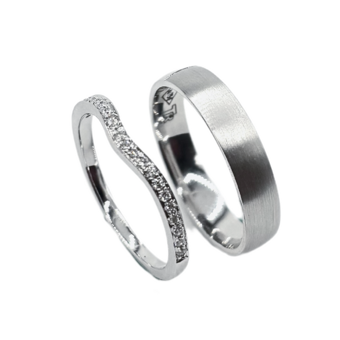 Set trouwringen 18kt witgoud