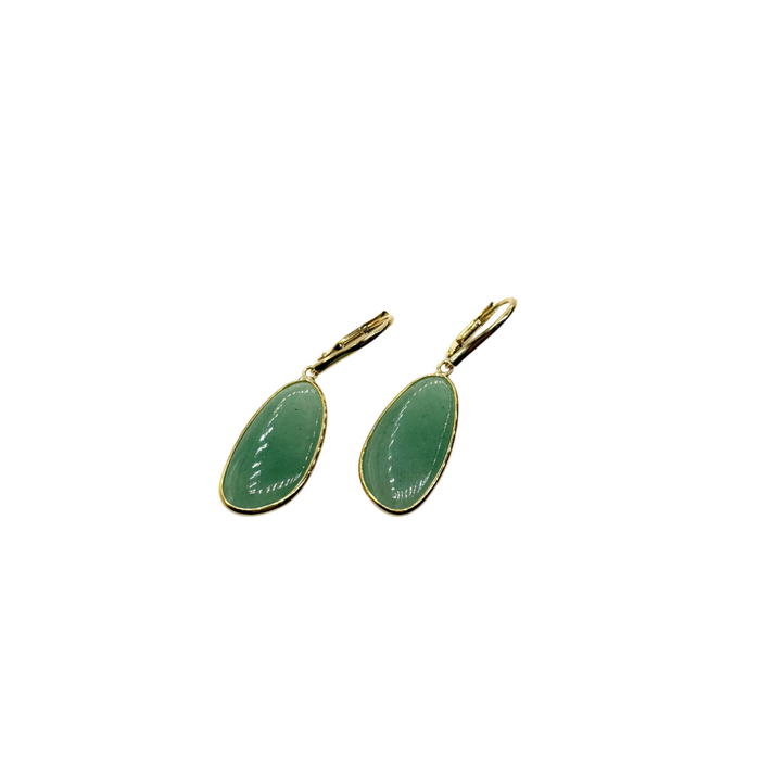 Oorbellen in geelgoud met groene steen – 18kt