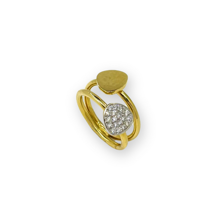 Ring in bicolor goud met driehoekig design en diamanten – 18kt