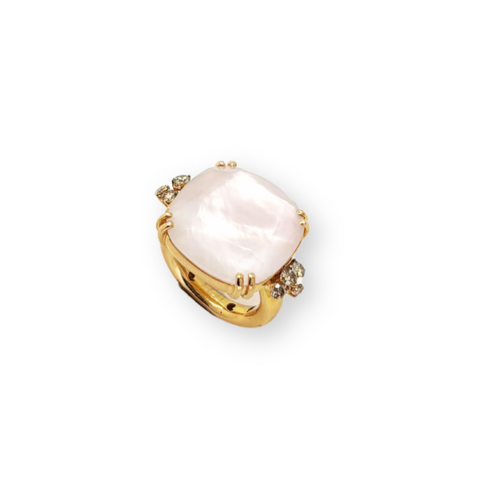 Geelgouden ring met parelmoersteen