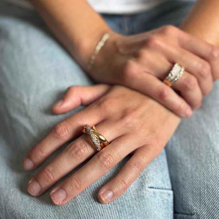 Ring in roosgoud met diamantzetting – 18kt