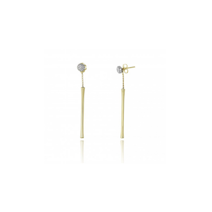 Oorbellen 18 kt geel goud met diamant - Bamboo flirt long pendant - Chimento