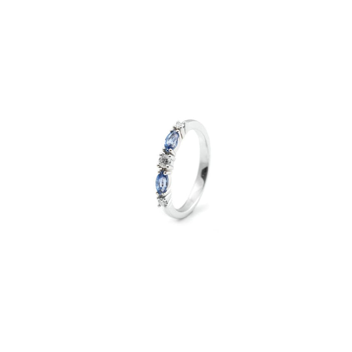 Ring 18kt wit goud - Saffier en diamant