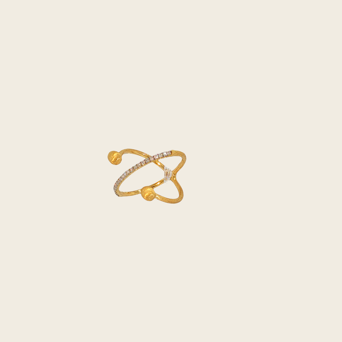 Ring geelgoud met gekruist ontwerp en diamanten