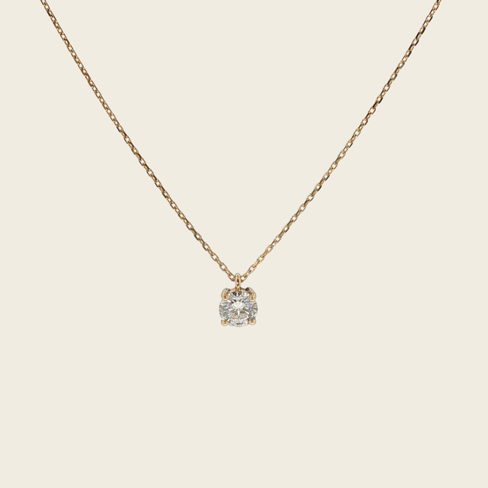Geelgouden halsketting met solitaire diamant