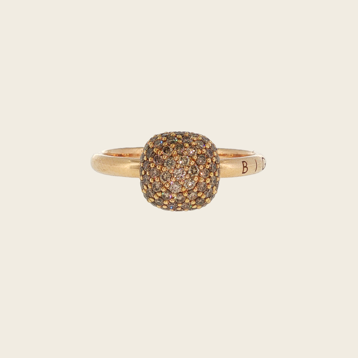 Bigli roosgouden ring met bruine diamant