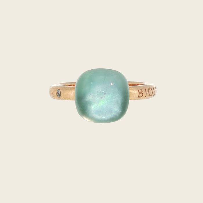 Bigli roosgouden ring met Turquoise Sea