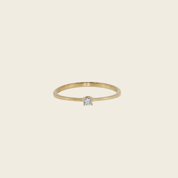 Geelgouden solitaire ring met briljant