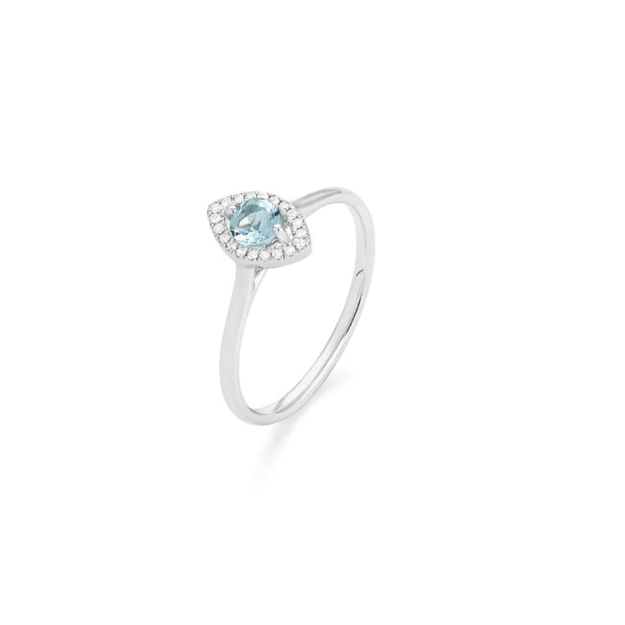 Ring 18kt wit goud - Aquamrijn en diamant