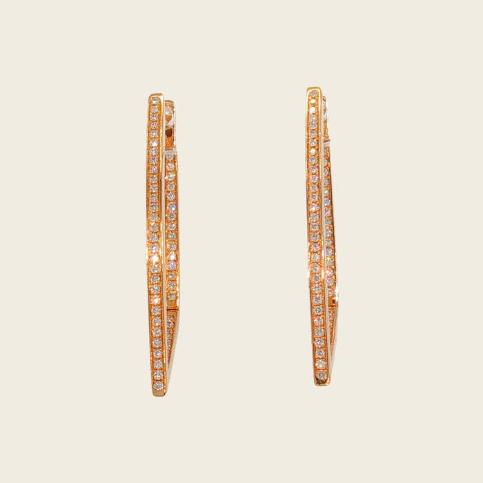 Roségouden geometrische creolen met diamanten