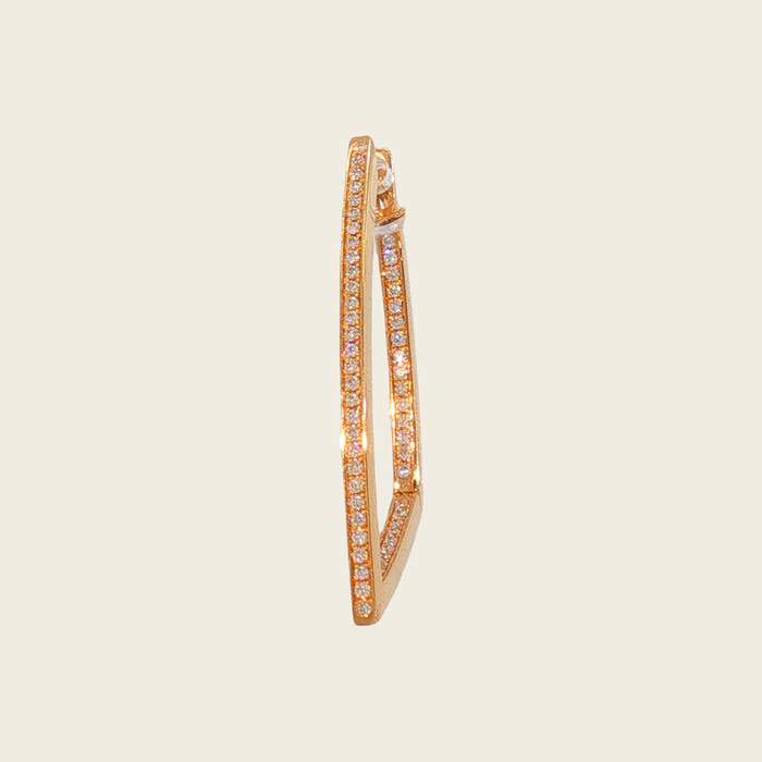 Roségouden geometrische creolen met diamanten