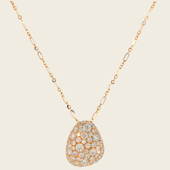 Ketting geelgoud met druppelvormige hanger met diamanten