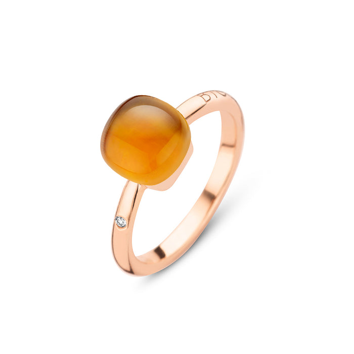 Ring Bigli 18kt roos goud - Madeira Citrine & Mother of Pearl