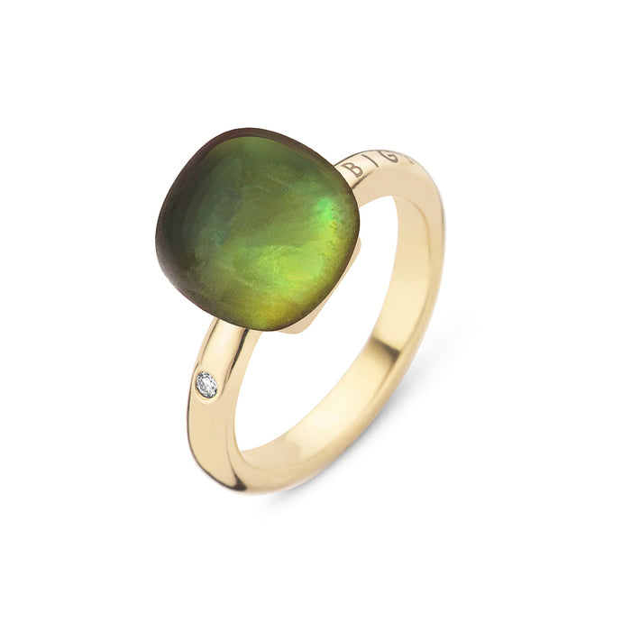 Ring Bigli 18kt roos goud - Tropical green
