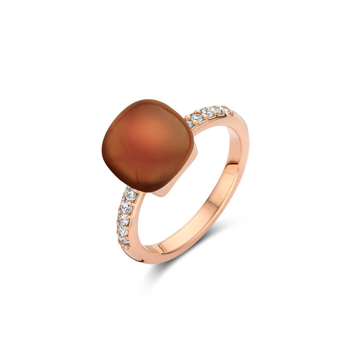 Ring bigli 18kt roos goud - Deep coral