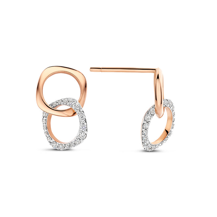 Oorbellen 18kt roségoud met diamanten - Bigli