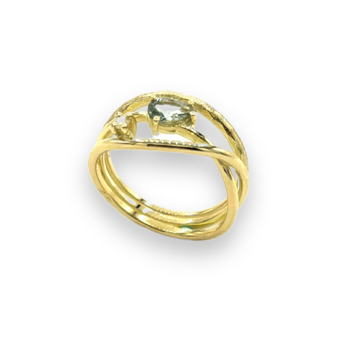 Ring 18kt geel goud met groene Toermalijn Mint