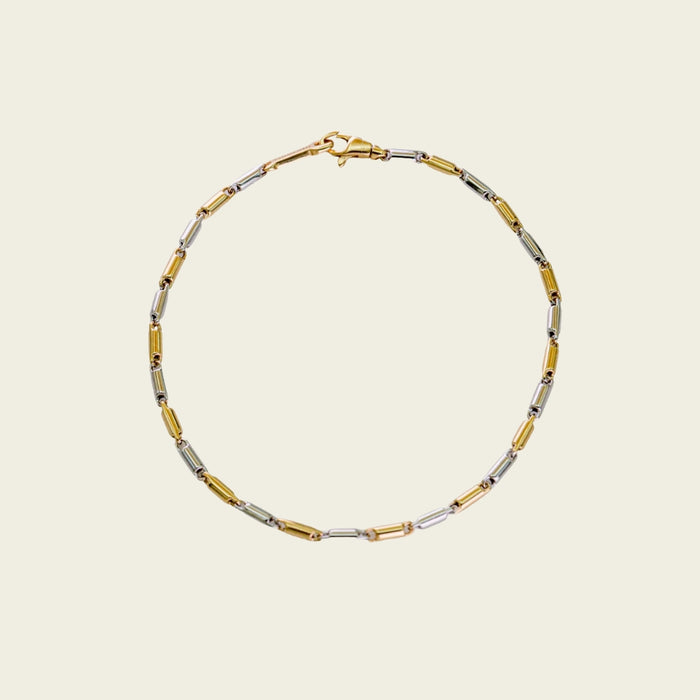 Armband bicolor met cilindervormige schakels
