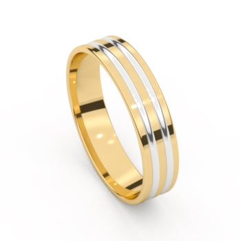 Set trouwringen 18kt geel/wit goud