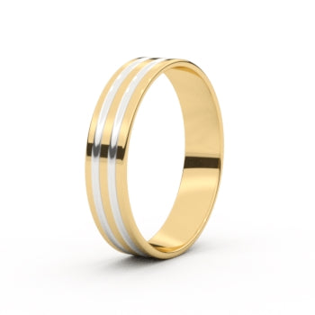 Set trouwringen 18kt geel/wit goud