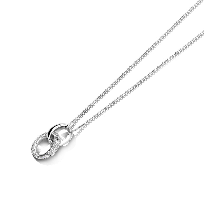 Ketting 18kt wit goud met diamant