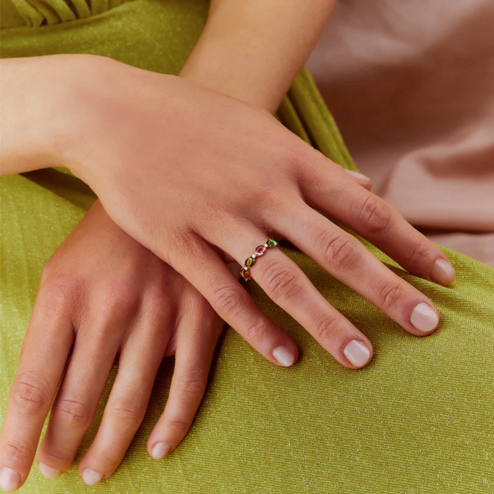 Nanis ring in geelgoud met toermalijn Boules en diamant
