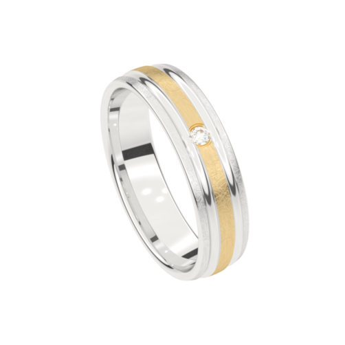 Set trouwringen 18kt geel/wit goud