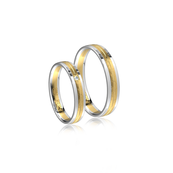 Bi-color trouwringen met diamant
