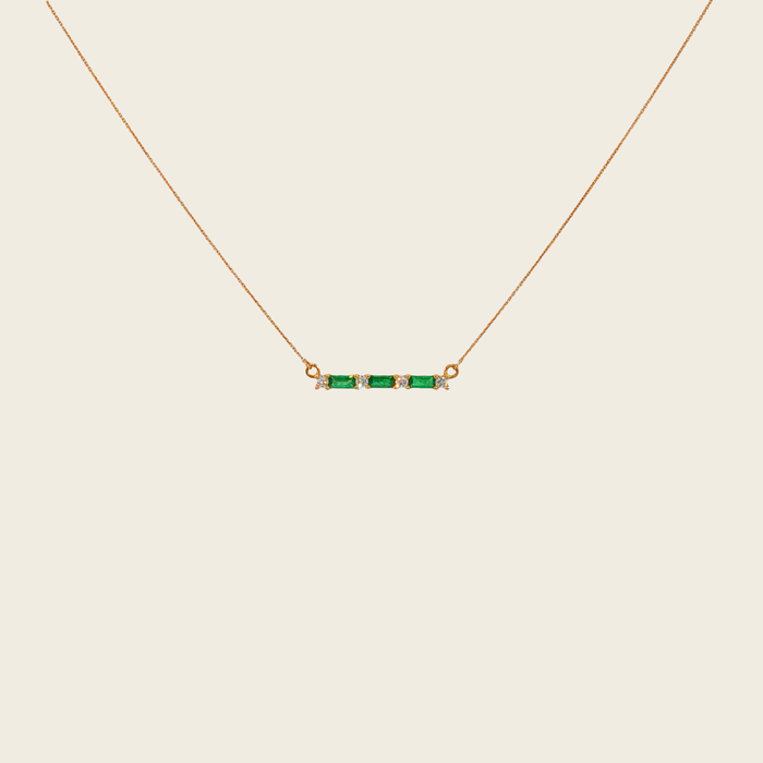 Ketting geelgoud met rechthoekige smaragden