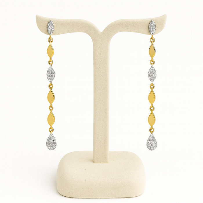 Oorbellen in geel- en witgoud met diamant