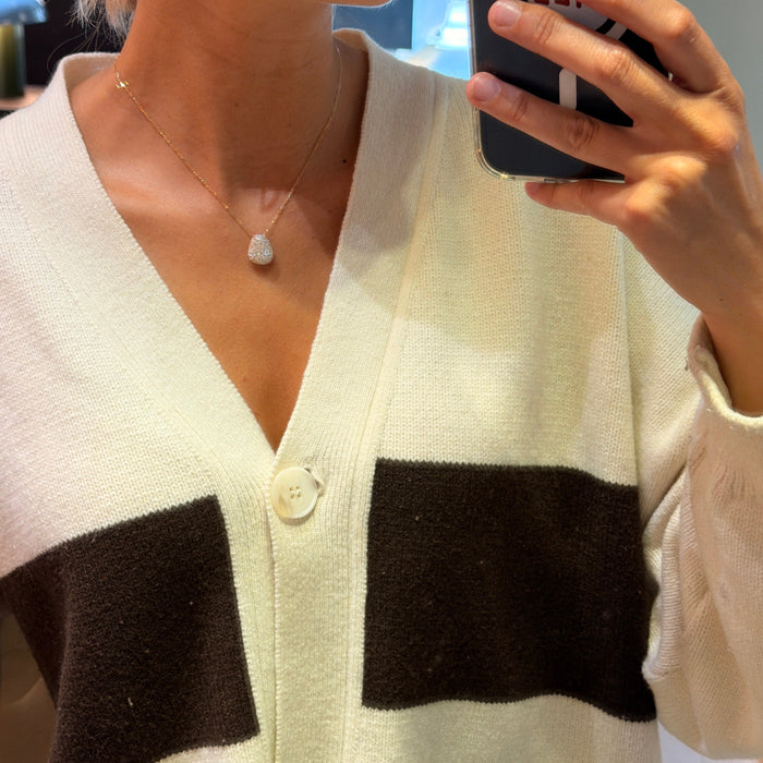 Ketting geelgoud met druppelvormige hanger met diamanten