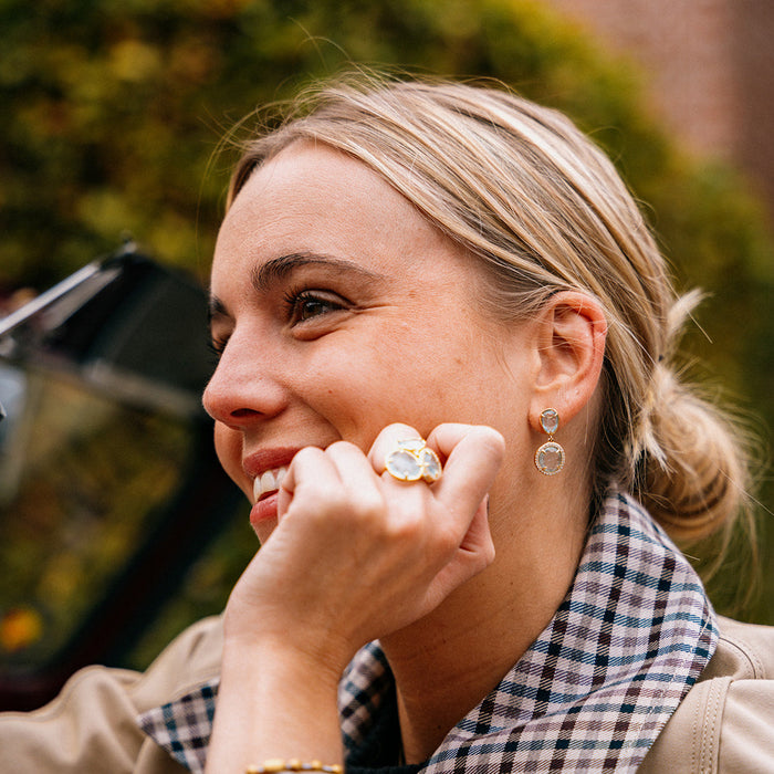 Gouden ring met aquamarijn en diamanten