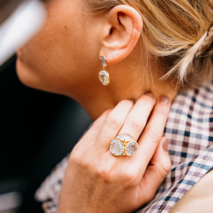 Gouden ring met aquamarijn en diamanten