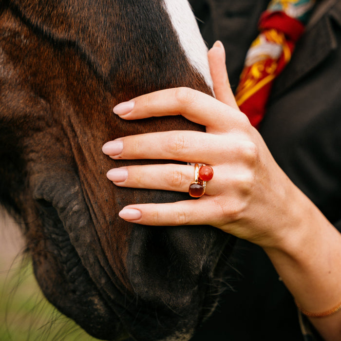 Ring Bigli 18kt roos goud - Madeira Citrine & Mother of Pearl