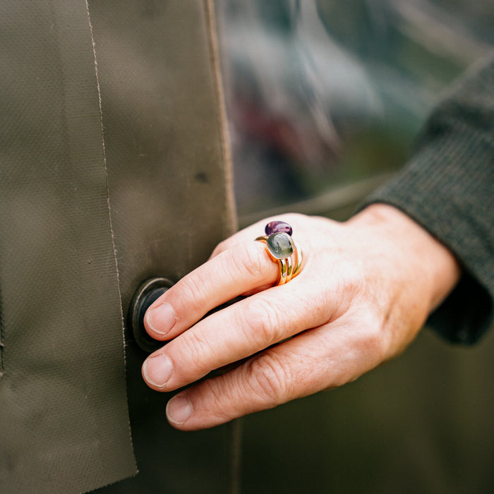 Ring Bigli 18kt roos goud - Tropical green