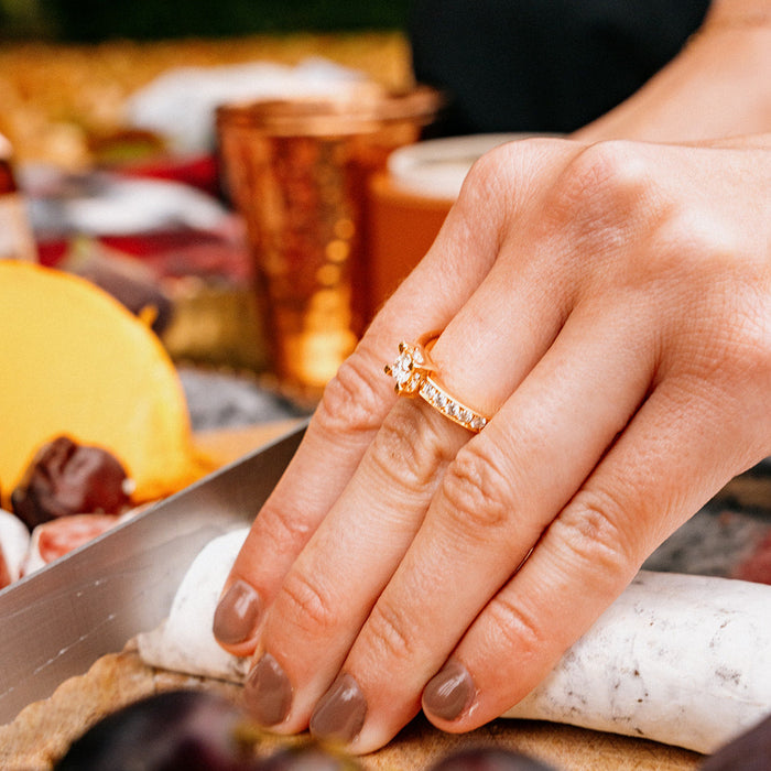 Ring 18 kt roos goud - diamant