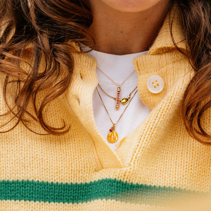 Hanger 18kt geel goud - Saffier en briljant