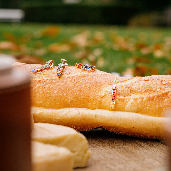 Hanger 18kt geel goud - Saffier en briljant