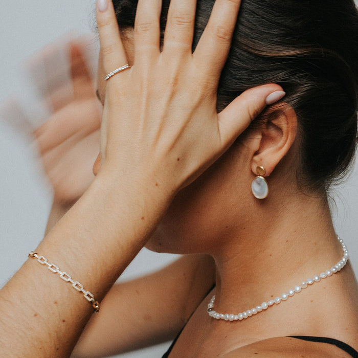 Armband geelgoud met open schakels en briljanten