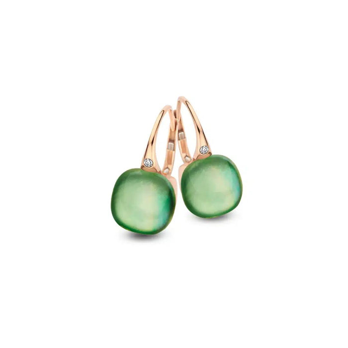 Oorbellen Bigli 18kt rood goud - Green Aventurine