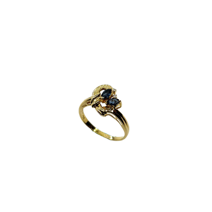 Ring geelgoud met saffieren en briljant