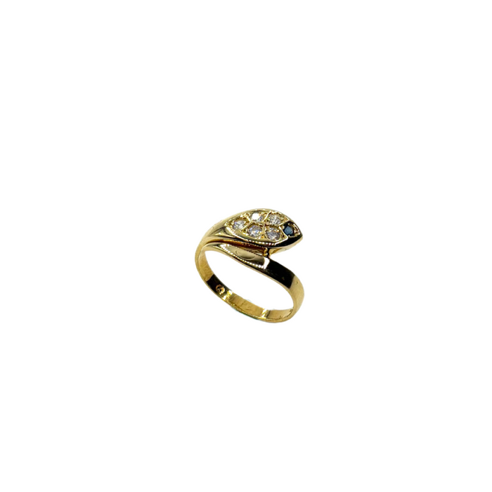 Ring in 18kt geel goud met zirkonia in blaadjesmotief