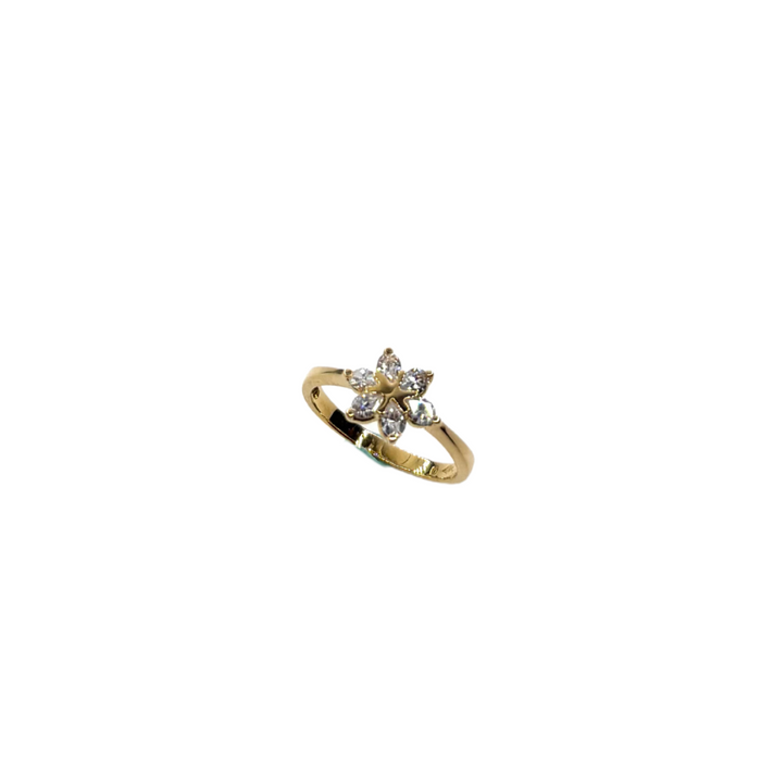 Ring geelgoud met bloemvormige zirkonia's