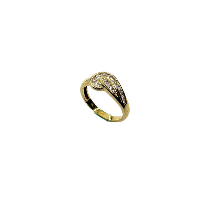 Ring geelgoud met sierlijke zirkonia-inleg