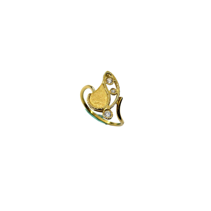 Ring in geelgoud met organisch motief en diamanten – 18kt